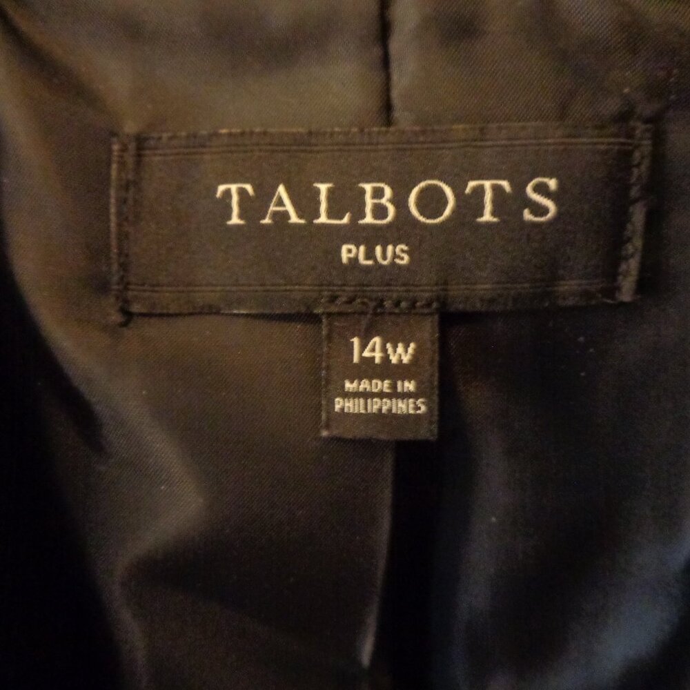 Talbots Plus 14W Navy Blue Dark Green Plaid Tartan Single Button Blazer Jacket - Picture 5 of 5